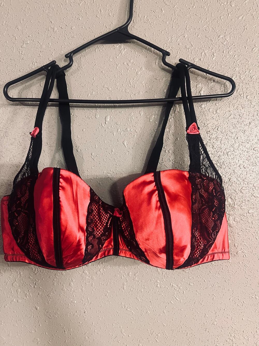 Lane Bryant Very Sexy Demi Bra 44D Pink & Black Coquette Elegant Lingerie Retro
